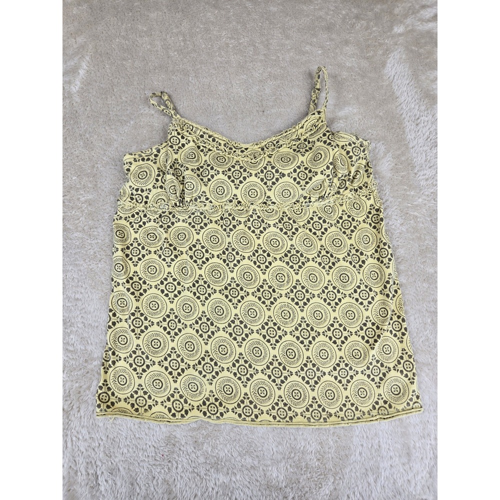 Aventura Organic Cotton Yellow Patterned Tank Top Women's Size Medium